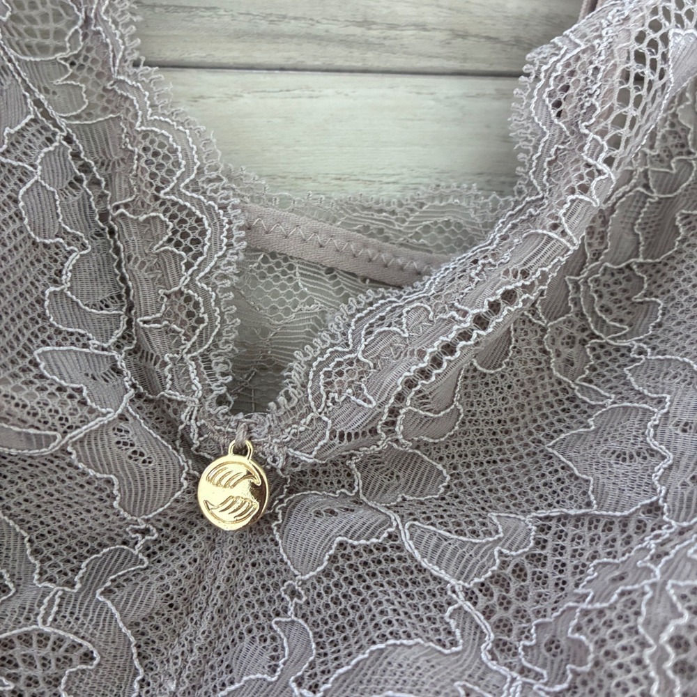 Pearl by Venus Mauve Floral Lace Bralette XXL Wireless Padded Longline Bra - Picture 2 of 6